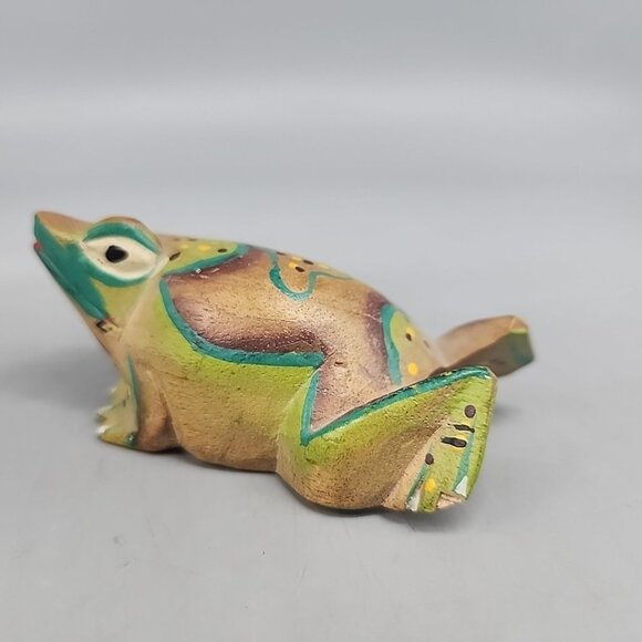 Vintage Wooden FROG Poison Solid Hand Carved Figurine Sculpture Carving Folk Art - Picture 4 of 8